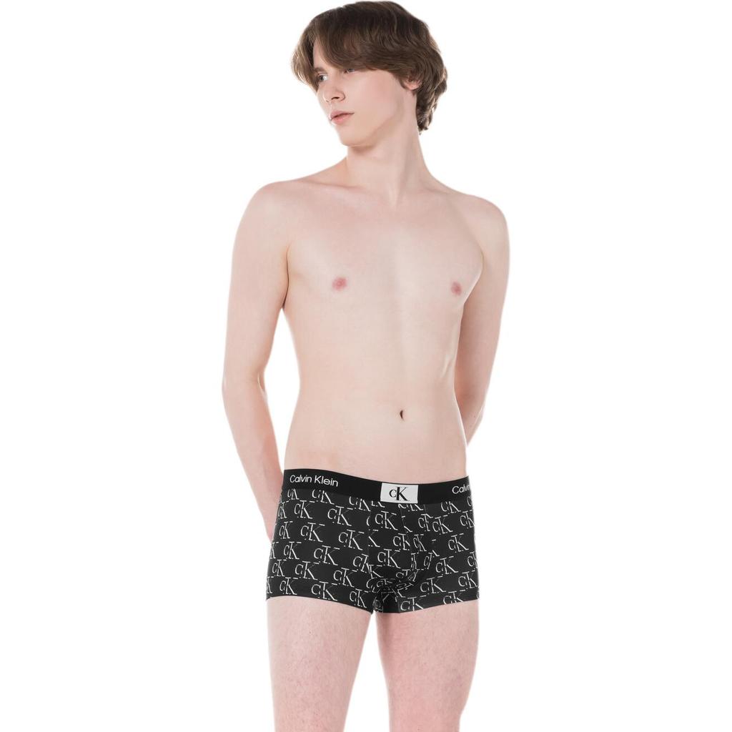Calvin Klein Slip Boxer a Vita Bassa con Stampa Logo Uomo Biancheria intima Nero Bianco NB3406-LOC