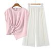 Middle-Aged Women's Striped Summer Two-Piece Set