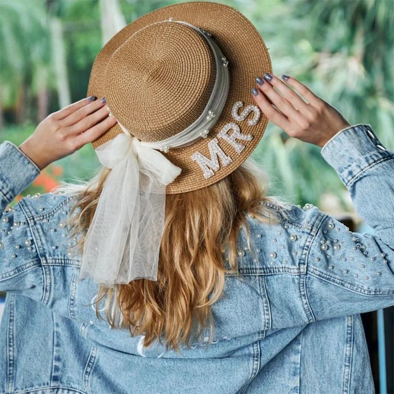 Mrs. Sun Hat: Summer Beach Wedding Bride Gift, Bachelorette Party Decor, Honeymoon Newlywed Celebration
