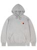 [Unisex] Flower Heart Half Smile Embroidered Hoodie_Gray