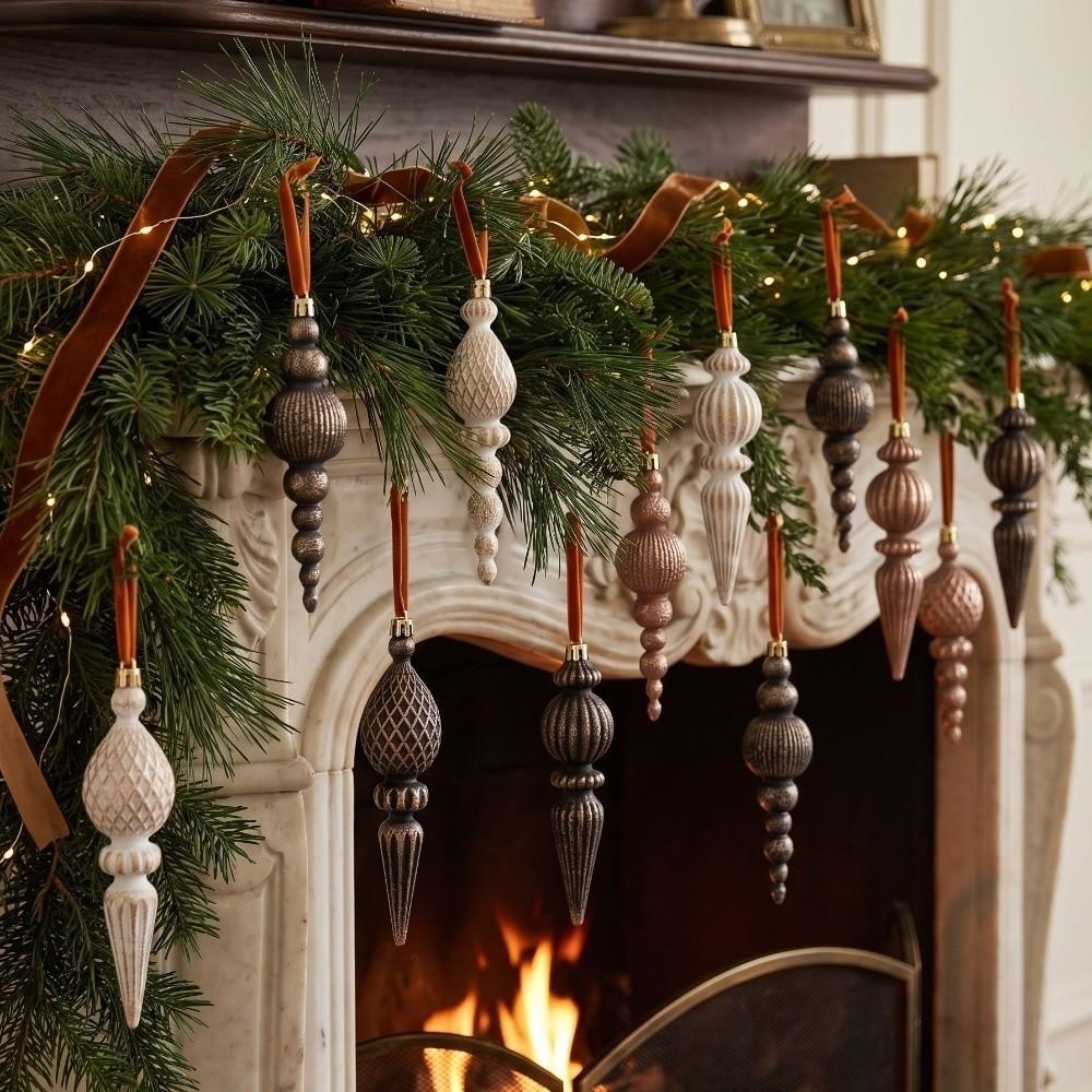 Antique Style Vintage Finial Christmas Ornaments Conical Shape Xmas Balls Hanging Pendants  Wreath