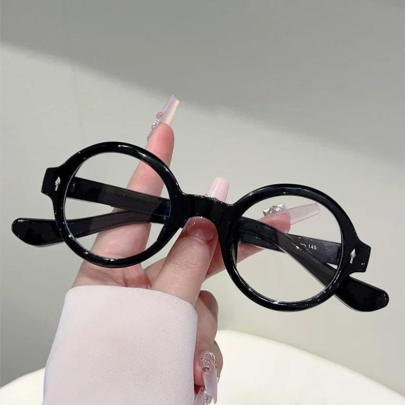 Cute Round Glasses Women Fashion Candy Color Rim Decor Eyeglasses New Trendy Design Blue Light Blocking Optical Frames