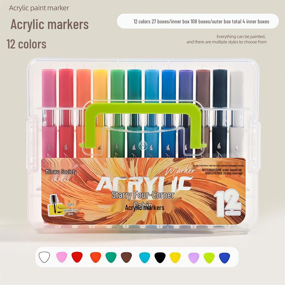 Child-Safe Acrylic Watercolor Marker Pens for Doodling, Drawing & Primary School Art, Soft Tips, Stackable Design