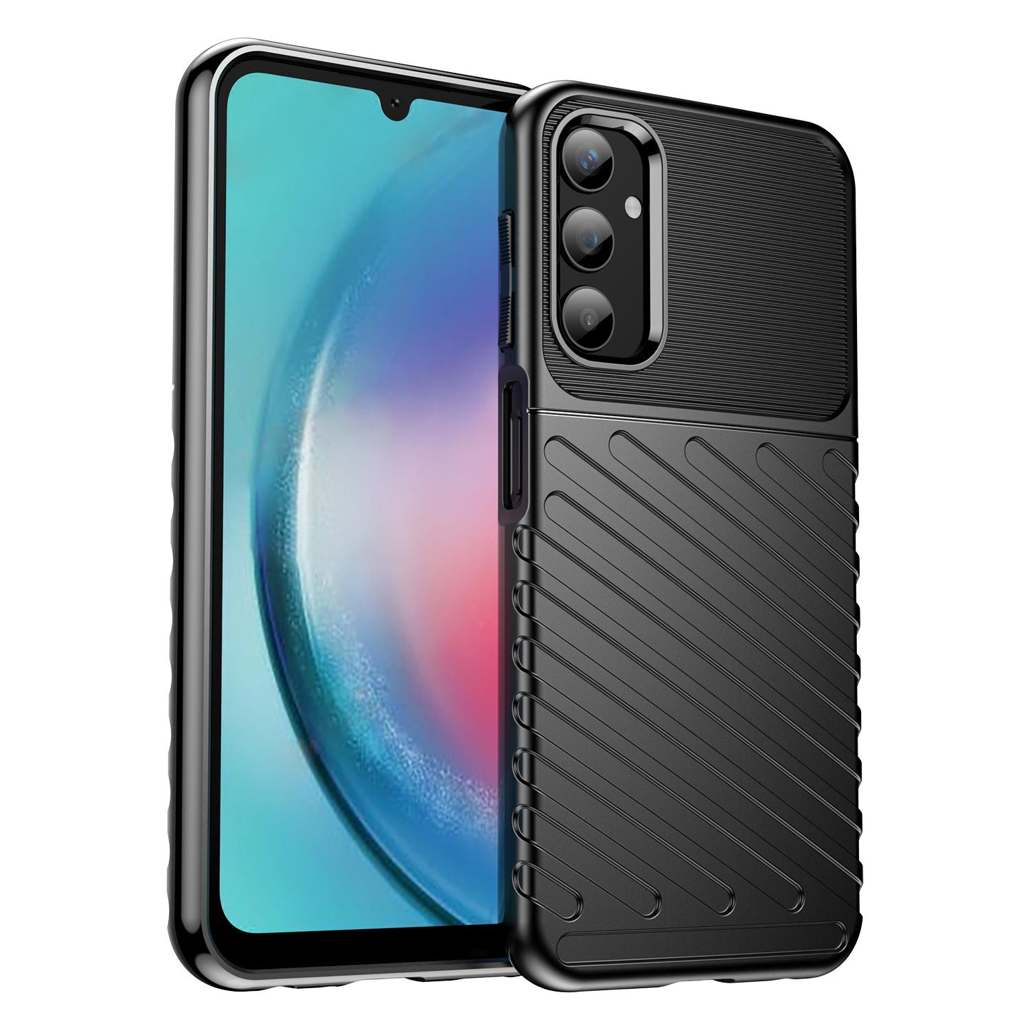 

Серия Thunder для Samsung Galaxy A25 5G (Глобальный) (161,0 х 76,5 х 8,3 мм) Чехол для телефона из ТПУ с твиловой текстурой, утолщенный, противоударный Black