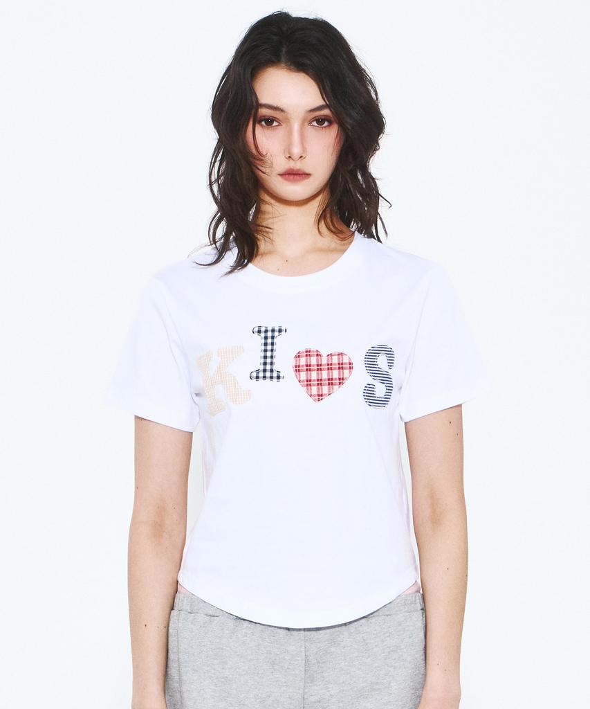 Kimseupeulesikoteunmakes Bumpy Kiss Logo Applique T-Shirt White