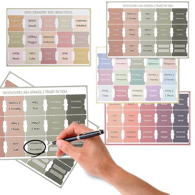 5 Sheet Bible Index Label Sticker Self-adhesive Paper Tabs Bible Index Tabs Large Print Laminated Bible Tabs for Study Reading