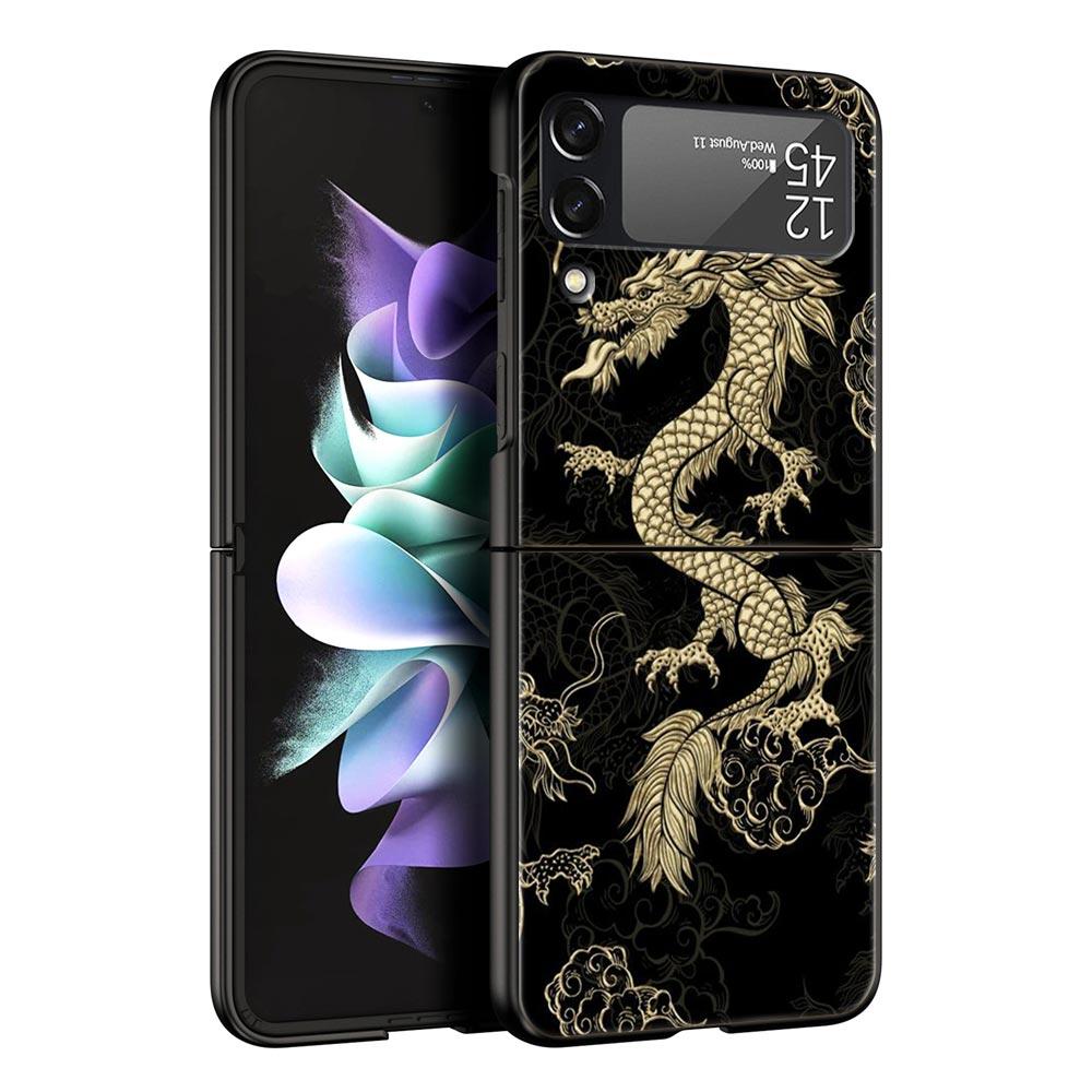 Phone Case for Samsung Galaxy Z Flip 3 4 5 Folding Mobile Shell Hard PC Fundas Black Coque Protect Cover Tiger Neon Leopard