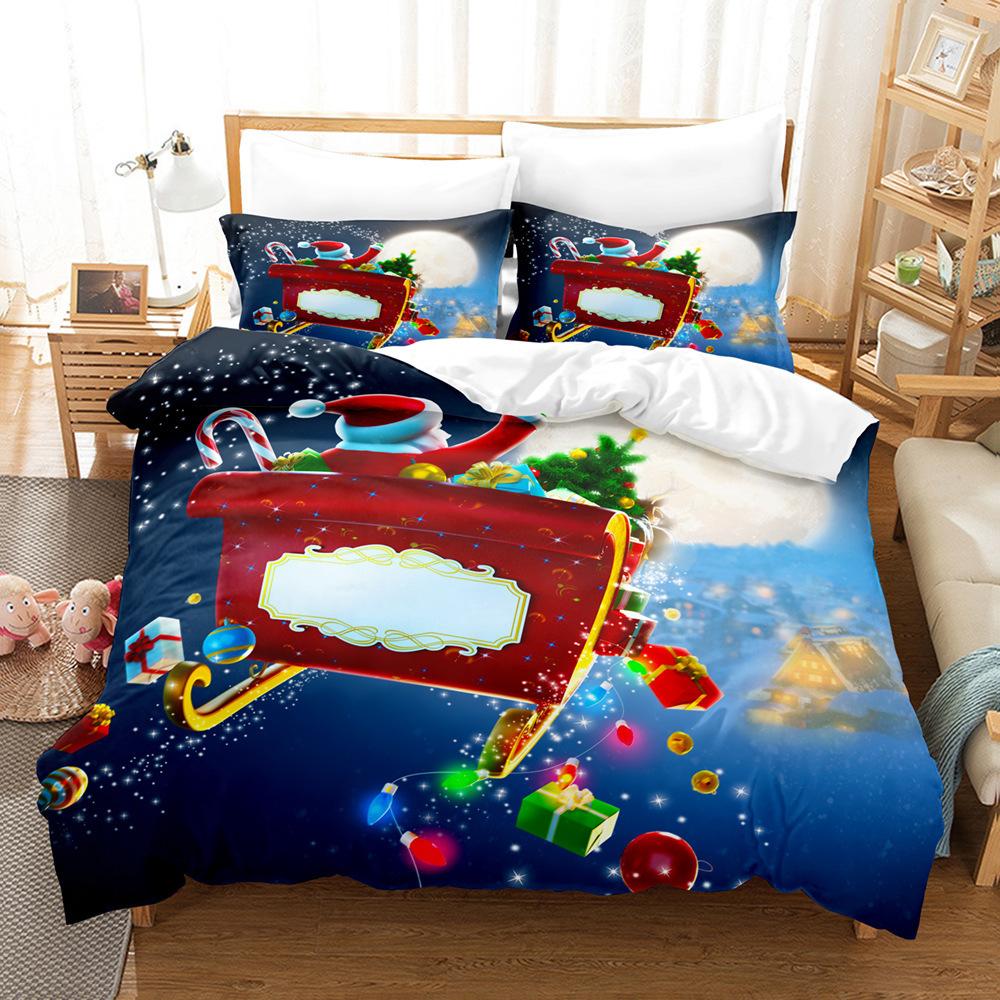 

Трехсекционный комплект с 3D-цифровой печатью, Постельное белье с 3D-печатью Санта-Клауса quilt cover 90 * 190 pillowcase 50 * 75 * 1