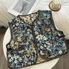 Vest for Women Cotton Sleeveless Tops Printed Vest Oversize Casual Sleeveless Coat Buttons Camisole Vest