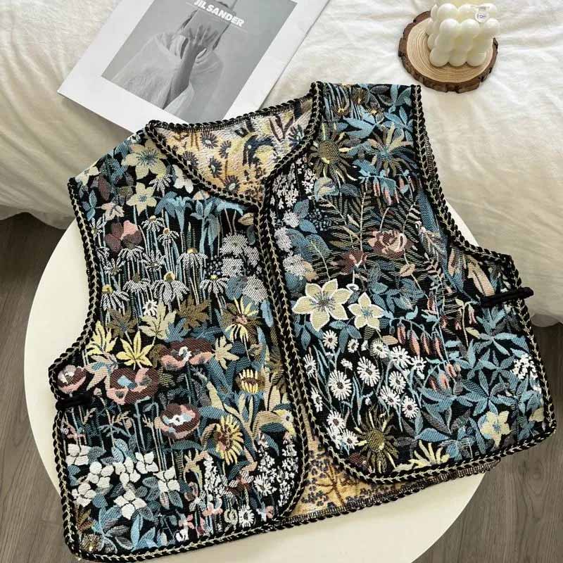 Vest for Women Cotton Sleeveless Tops Printed Vest Oversize Casual Sleeveless Coat Buttons Camisole Vest