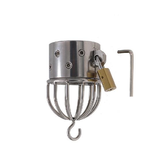 Stainless Steel Scrotum Pendant Weight-Bearing Ring Penis Physical Stop Stretch Anti-Escape Bondage Alternative Metal Toy