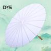2Pcs White Paper Umbrella Chinese Style DIY Crafts Decorative Oil-paper Painting Umbrella Wooden Handle Oriental Parasol Party Favors