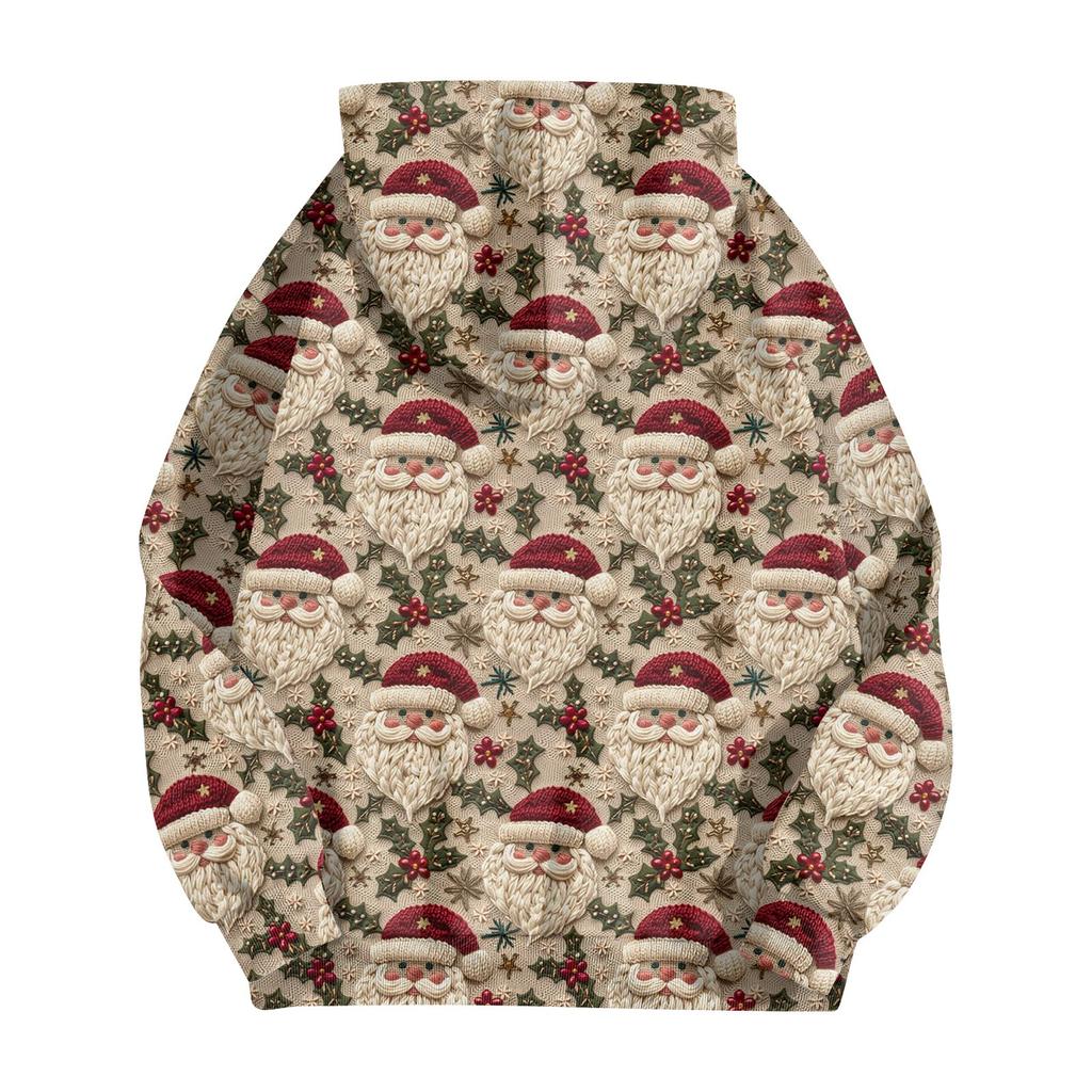 Women's Fashion Casual Long Sleeve Christmas Print Cardigan Coat With Pocket Zipper