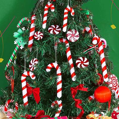 Christmas Candy Canes Acrylic Xmas Tree Hanging Twisted Crutch Pendant New Year Christmas Party Home Decoration Ornaments Gifts