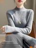 Women's Slim Fit Wool Sweater - Half-High Neck, Long Sleeve, Warm Autumn Winter Knit Base Layer