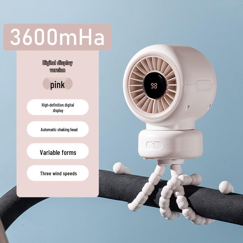 

2026 Rechargeable Head-Shaking Octopus Clip Baby Stroller Fan 3600mAh