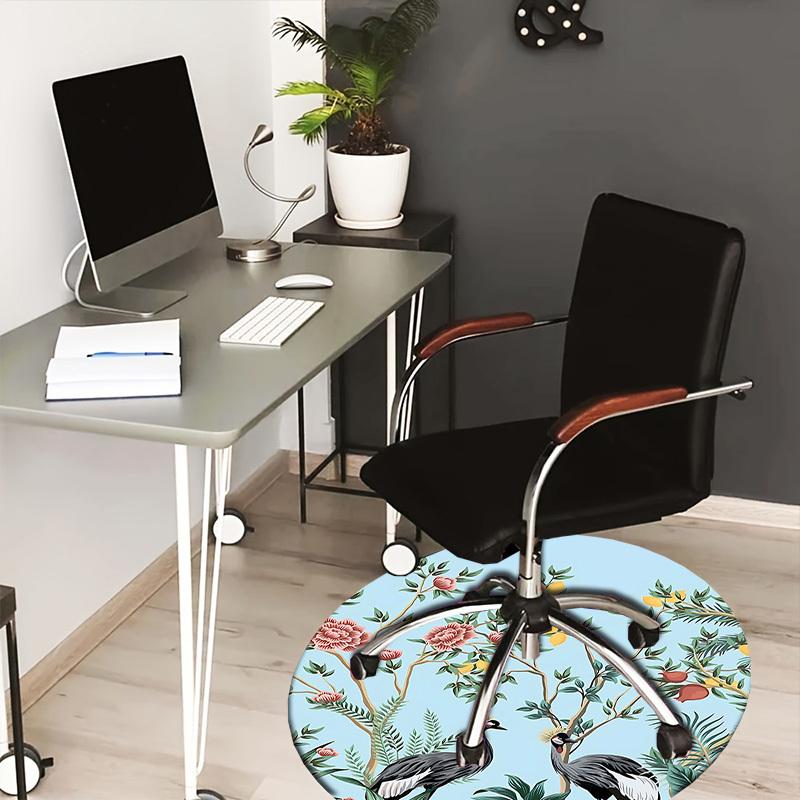 1PC Cranes Flowers Non-Slip Floor Round carpet, Office, family, bedroom, Large Area Rug Indoor Rugs,  Durable Polyester-L0405 80cm by 80cm
