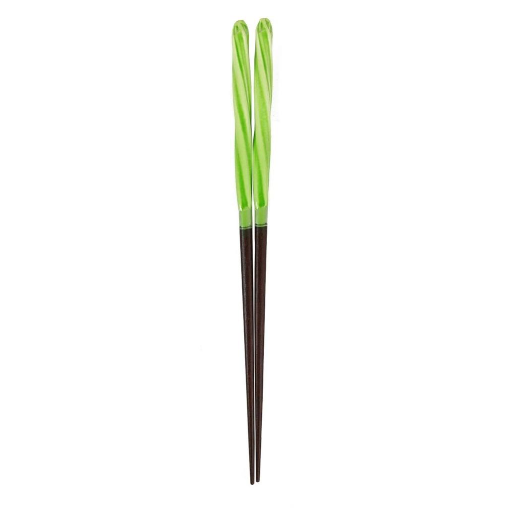 Aoba Chopsticks Natural Wood Amadama Twisted Light Green 23cm