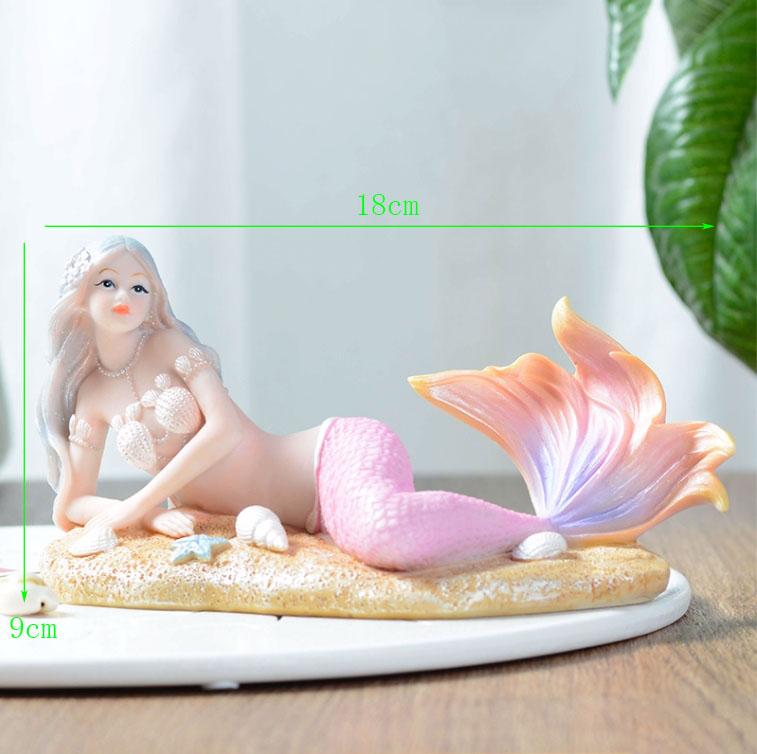 Nordic Resin Cute Mermaid Princess Figurines Fish Tank Ornaments Kawaii Decor Home Furnishing Decoration Crafts Birthday Gifts