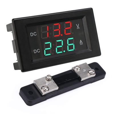 DROK DC Digitales Rot-Grünes Dual-LED Auto-Panel 0,39" Strom-/Spannungsprüfer, 4,5-100V Multimeter, 0-50A Spannungs-/Amperemeter, Display,