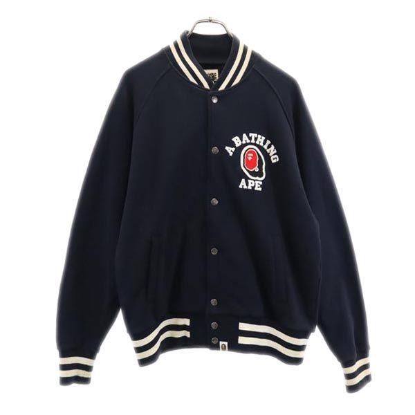 A BATHING APE Back embroidery Stajan M Navy Blouson Men's Used