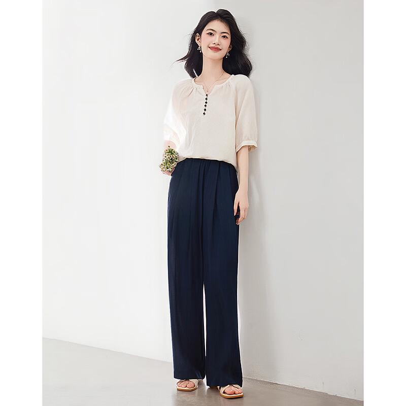 Tencel Blend Shirt & Wide-Leg Pants Set