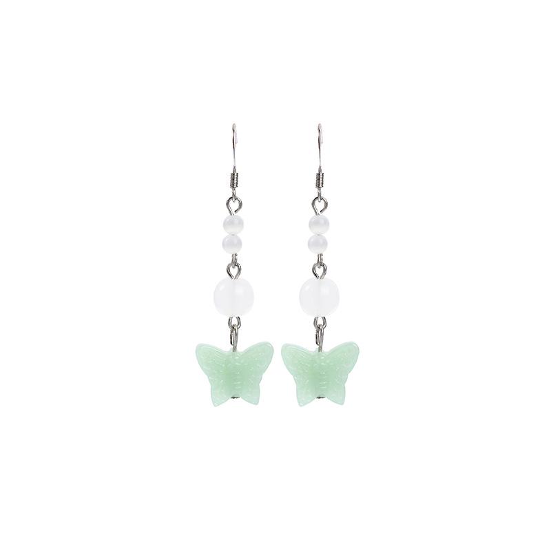 Ethnic Style Handmade Imitation Jade Butterfly Earrings