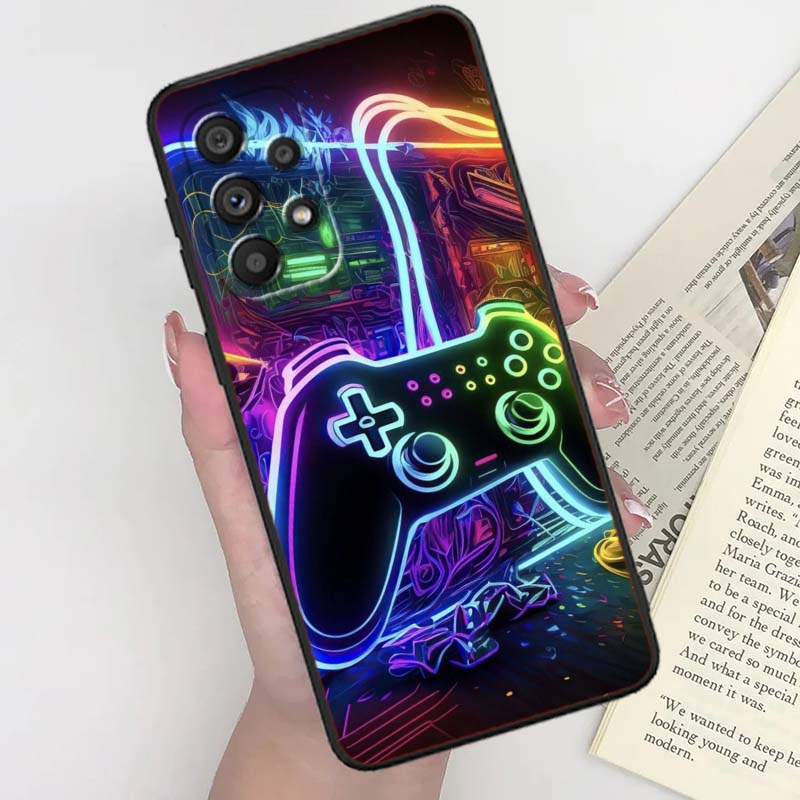 Creative game controller For Samsung A41 A35 A34 A33 A32 A25 A24 A23 A21s A06 A05 A04 A03 Note 10 20 Ultra 5G Black Phone Case