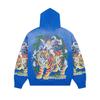 DUAA blue tiger print cardigan hooded sweater men's and women's same style retro old loose hot diamond zipper jacket