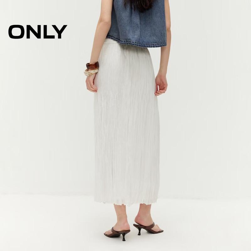 Only Lyocell Blend Pleated A-Line Midi Skirt