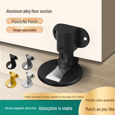 Adjustable Alloy Magnetic Door Stopper - Silent, Anti-Collision, Hole-Free Floor Suction for Bedroom or Room Doors