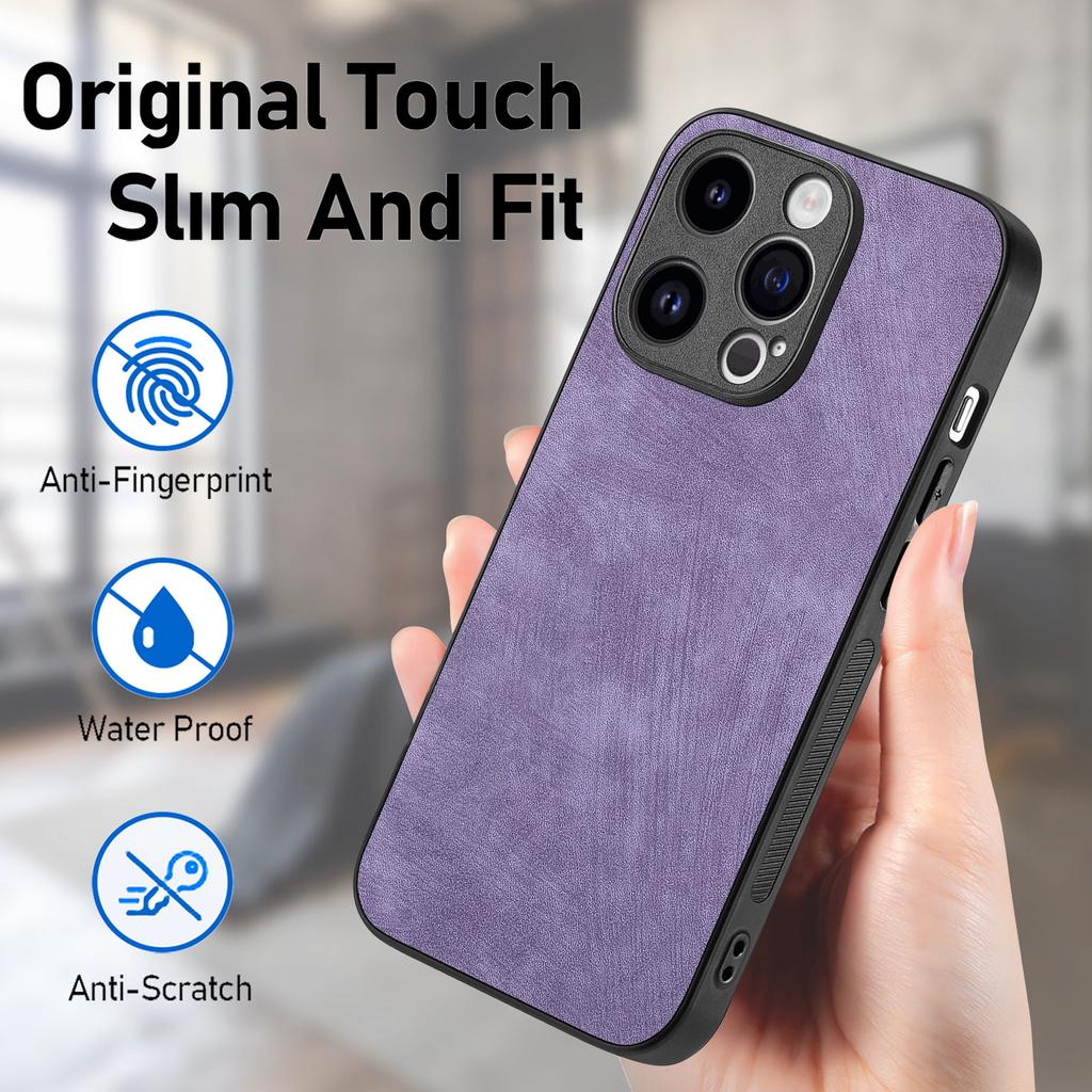 For iPhone 15 Pro Case Shockproof Slim Retro Leather Phone Back Cover