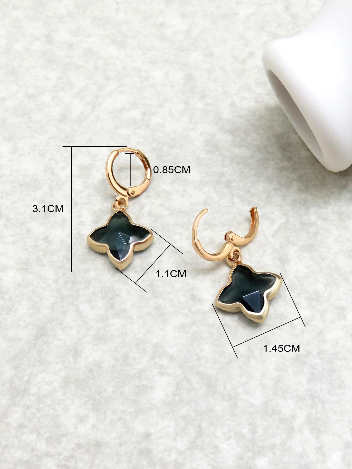 

Элегантные серьги-подвески «Четырехлистный клевер» из черного кристалла - Женские винтажные украшения в стиле мори 18K чёрный