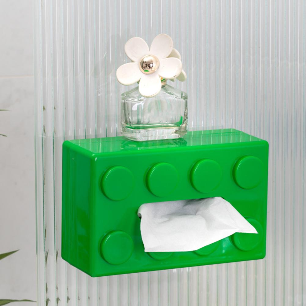 Creative Building Blocks Tissue Box Wall-Mounted Spring Paper Towel Holder Waterproof For Bathroom Living Room And Kitchen