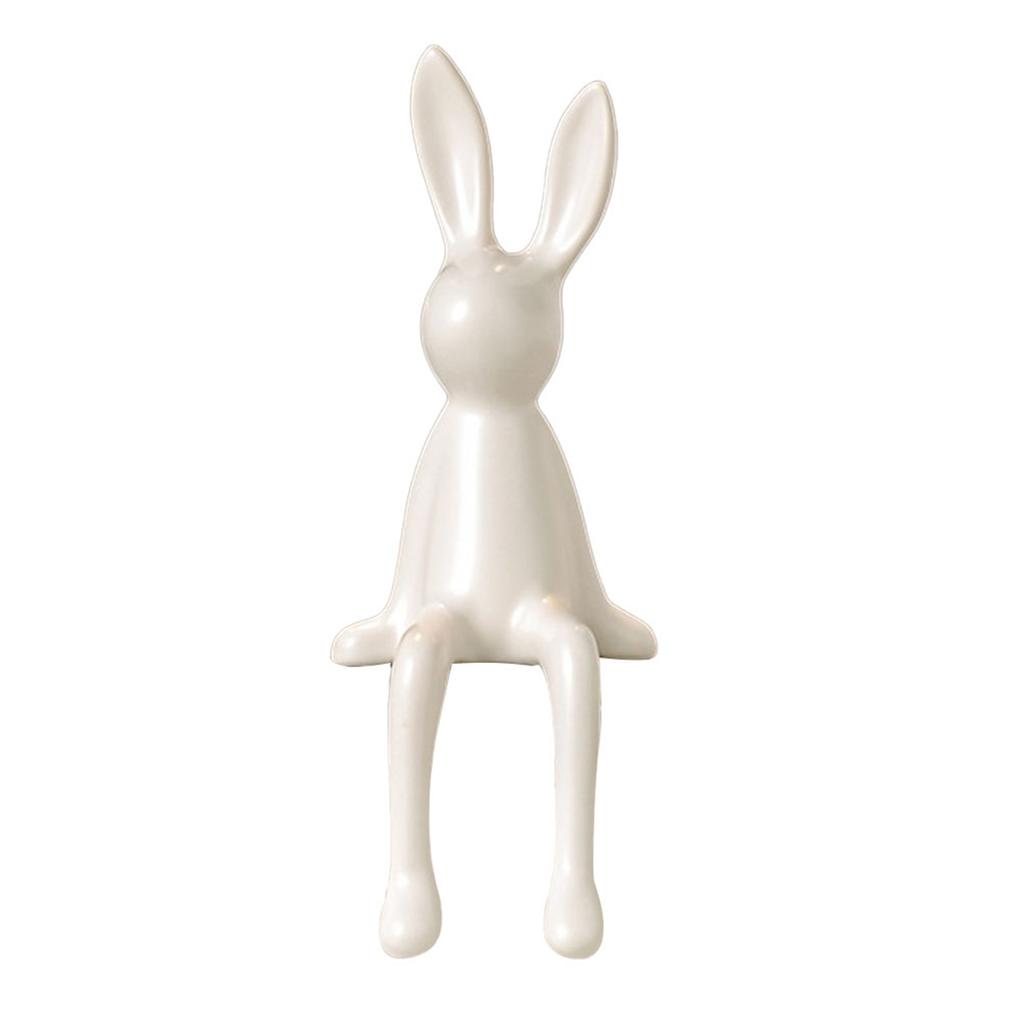 A03F-Statua Figurine Coniglietto Carina Con Orecchie Lunghe Seduta Decorazione Decorazione Stanza Per Scrivania Libreria Regalo Per Amici