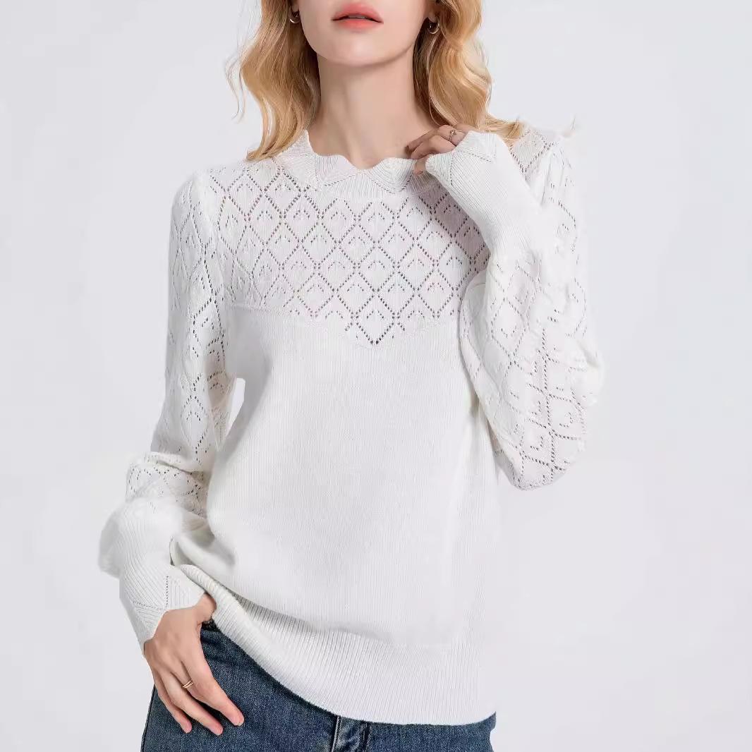 

Женский однотонный топ с длинными рукавами, пуловер, вязаный свитер, модный, легкий, ветреный свитер L белый