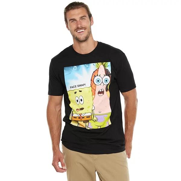Spongebob SquarePants Mens Spongebob & Patrick Face Swap Shirt New S, XL, 2XL 4XL