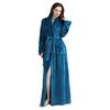 Women Solid Thicken Velvet Robe Bathrobe Gown Pajamas Sleepwear Pocket Waistband