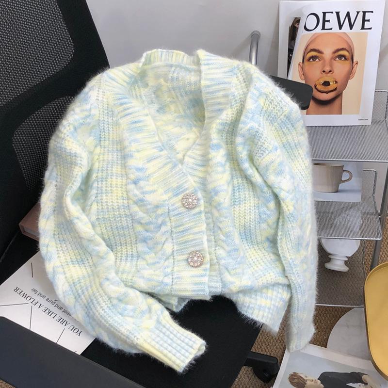 

Мягкий восковой твист фиолетовый вязаный кардиган женский осень и зима новый верхняя одежда свободный утолщенный ленивый ветер свитер куртка One size