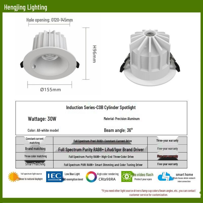 Full-Spectrum Anti-Glare Human Sensor Downlight for Home and Hotel Corridors