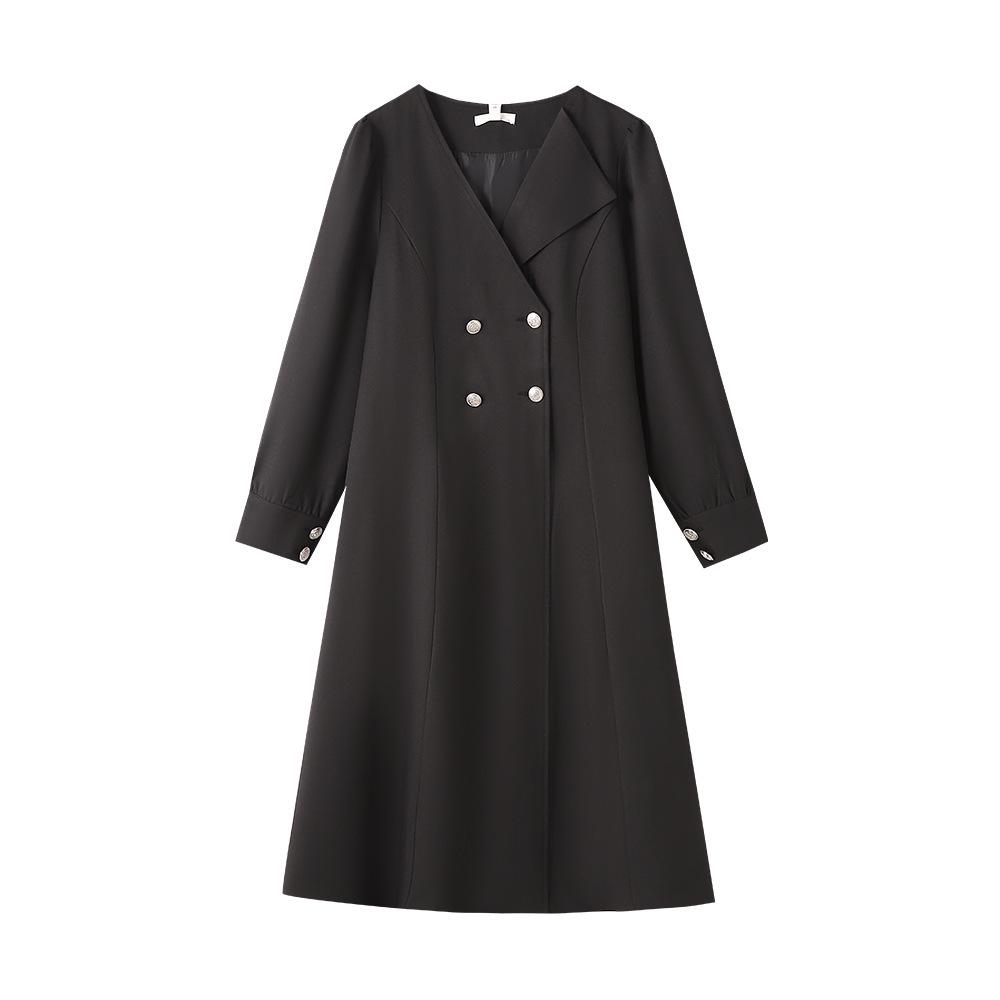 

Элегантный женский ветрозащитный плащ большого размера - Двубортное длинное пальто, Коллекция Осень 2025, Размеры 130-320 Цзинь 6XL (260-320 jin)