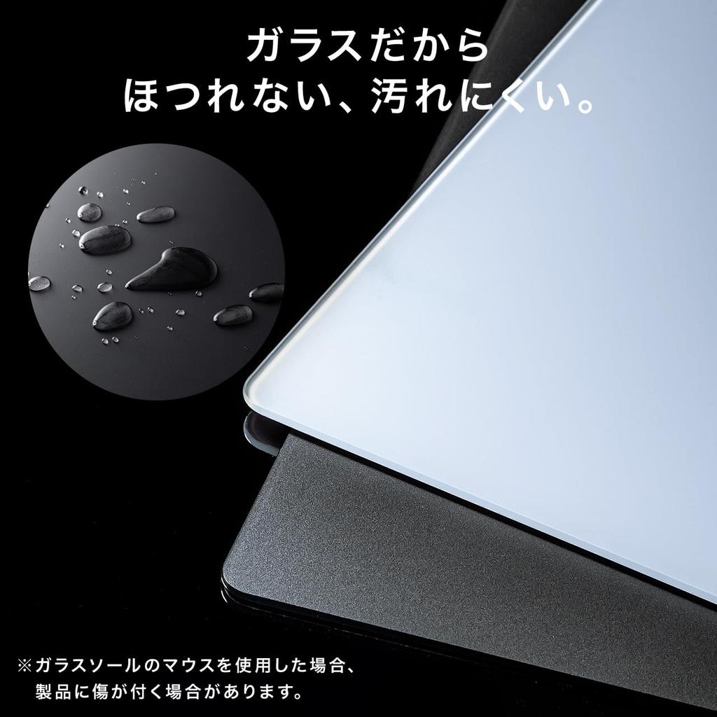 SANWA DIRECT Gaming Glass Mouse Tempered 35 X 26 3 Mm 9H Medium Black Pad, Glass, Cm, Thickness, Hardness, Size, (200-MPD034BK-M)