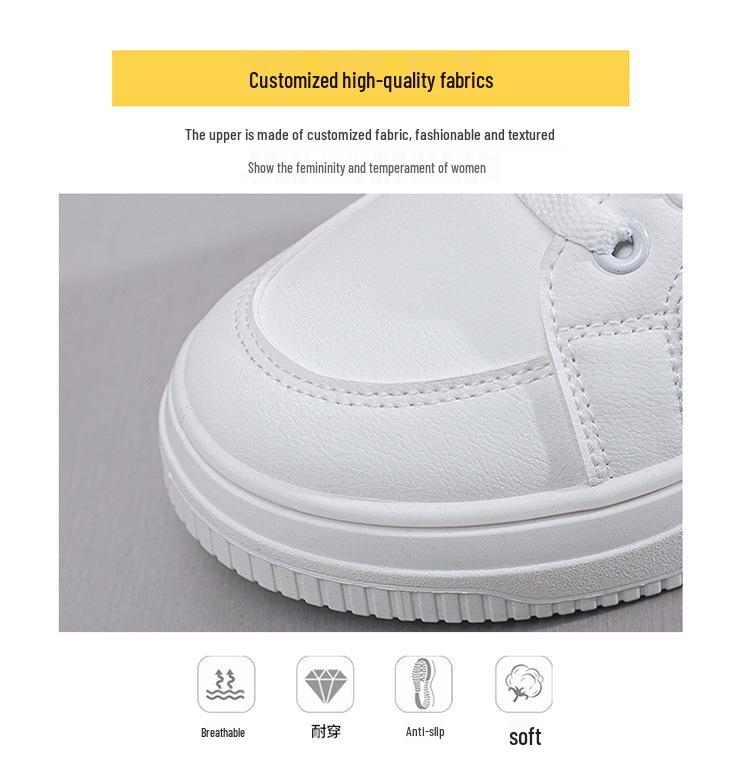 Damen Frühling 2025 Weiße College-Sneaker im koreanischen Stil mit dicken Sohlen - QR661