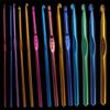 14-Piece Colored Aluminum Crochet Hook Set - Metal Hooks for Sweater & Scarf Knitting