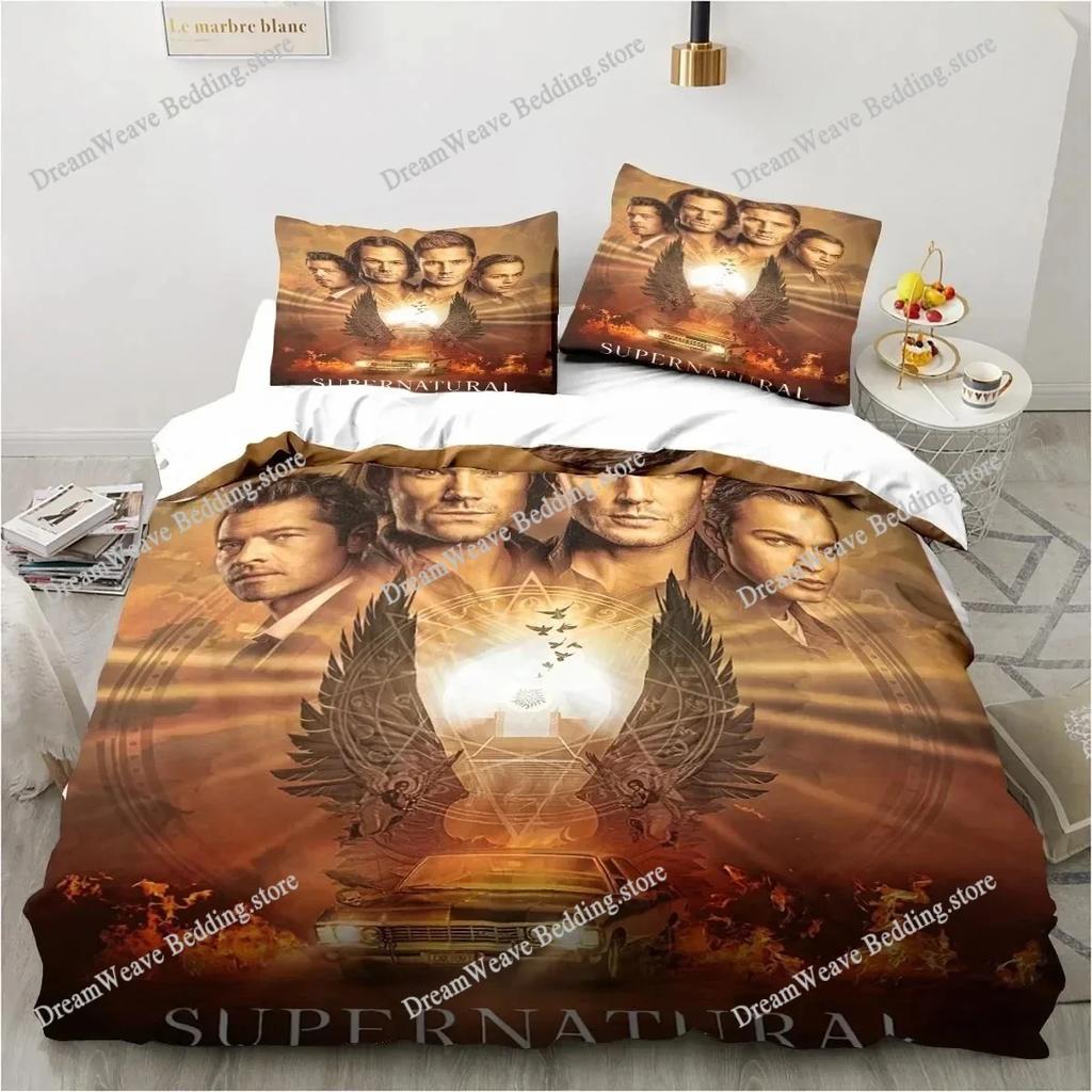 Supernatural Logo Bedding Set Duvet Cover Bed Set Quilt Cover Pillowcase Comforter King Queen Size Boys Adult Bedding Set963