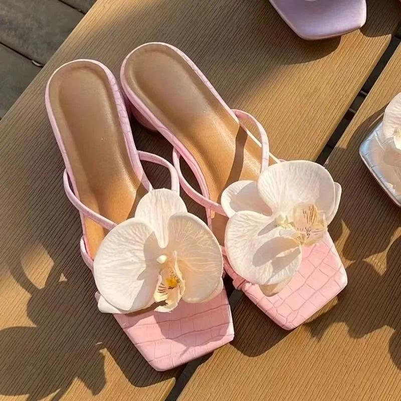 

Fashion Women High Heels Sandals Brand Floral Designer Elegant Shoes Women Casual Fashion Outdoor New Summer Sandals Sandalias De Mujer 35 розовый