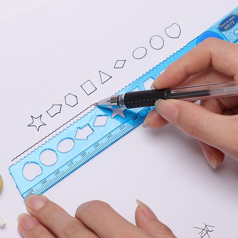 15cm Cartoon Folding Ruler for Kids: Multifunctional, Cute 30cm Wavy Ruler for Primary School Students