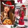Fluffy Santa Claus Party Christmas Luminous Cowboy Hat Western Red Felt Hats Wide Brim Cowgirl Hat Jazz Hat for Women Men