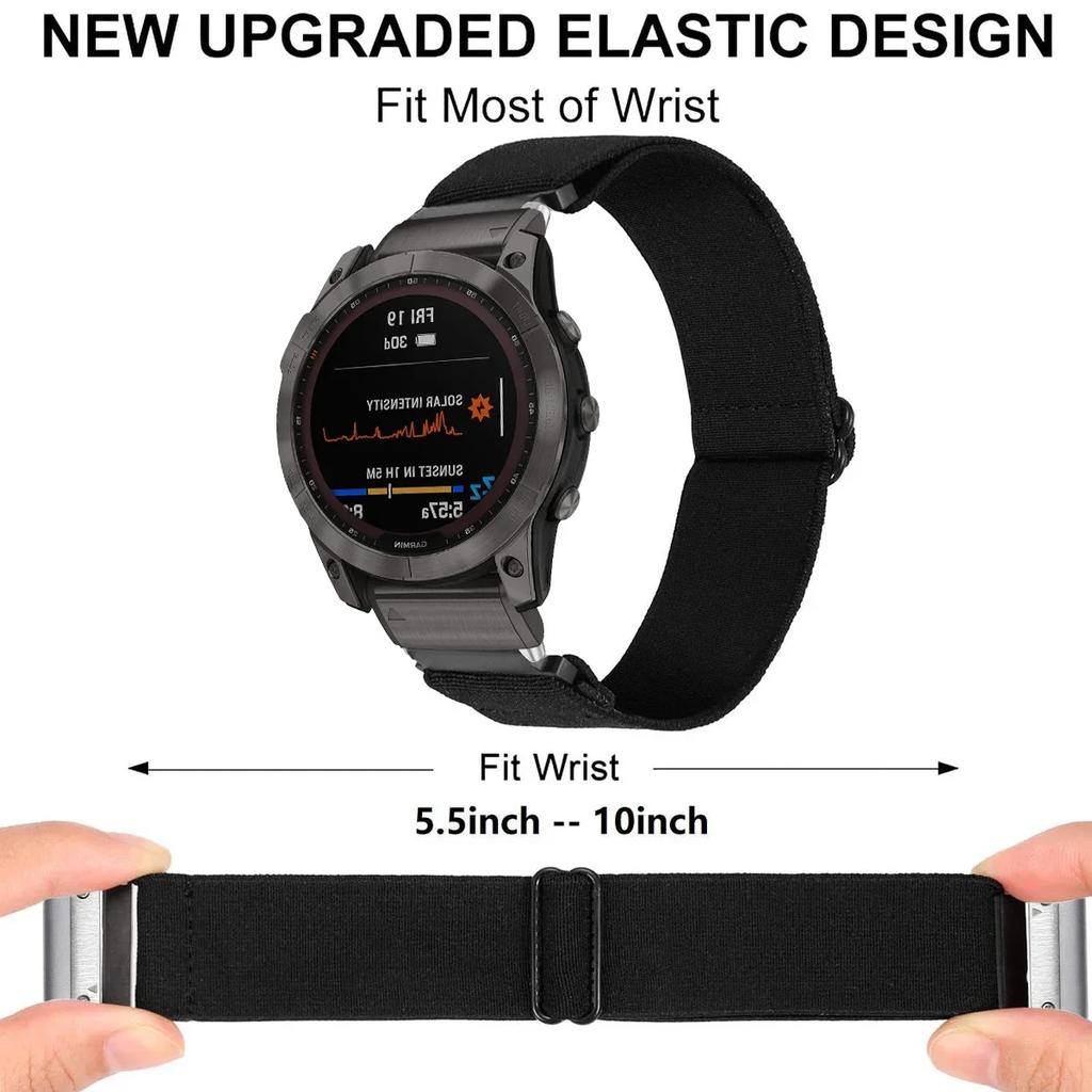 26mm 22mm Nylon Strap For Garmin Fenix 5 Plus 6X 7x Pro Band Watch Elastic Wristband Bracelet Fenix 6 5 Pro Venu2 Forerunner 945