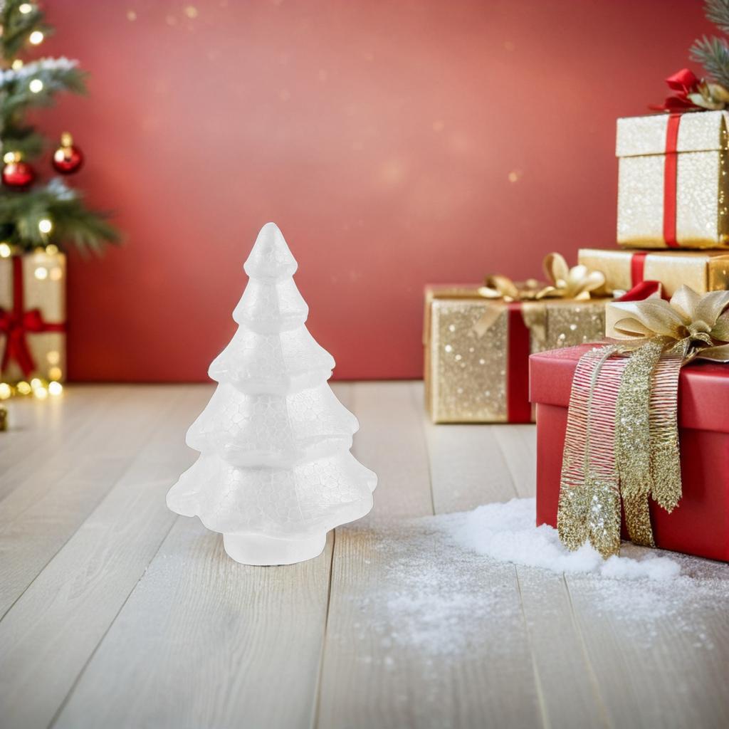 10 Stück 150 mm Schaumstoff-Weihnachtsbaumkegel Weiß Massiver Polystyrol-Bastelbasis für DIY-Dekoration Tisch-Mini-Baum Bemalbares Ornament